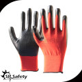 SRSAFETY 13G knitted polyester coated nitrile gloves red anti sliding gloves